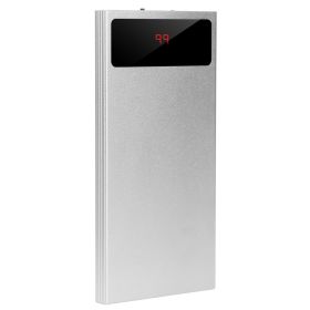 Ultra Thin Power Bank Dual USB Ports with Flashlight - Silver