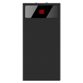 20000mAh Power Bank Ultra Thin External Battery Pack Phone Charger Dual USB Ports Flashlight Battery Remain Display - Black