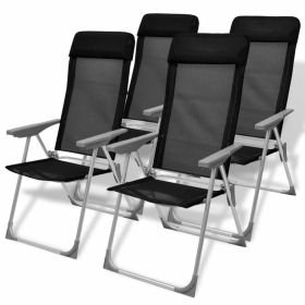 Camping Chairs 4 pcs Black Aluminum