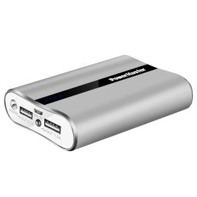 Ultra-Compact Battery Pack 12000mAh Portable Charger with Dual USB Ports 3.1A Output Power Bank - Silver