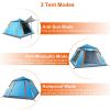 4-5 Person Camping Tent with 2 Mosquito Nets Windows and Carrying Bag in Blue