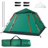 4-5 Person Camping Tent with 2 Mosquito Nets Windows and Carrying Bag in Green