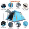 4-5 Person Camping Tent with 2 Mosquito Nets Windows and Carrying Bag in Blue