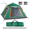 4-5 Person Camping Tent with 2 Mosquito Nets Windows and Carrying Bag in Green