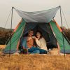 4-5 Person Camping Tent with 2 Mosquito Nets Windows and Carrying Bag in Green