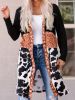 Women's Outwear Loose Cow Pattern Print Patchwork Open Front Jacket