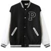 Plus Size Embroidered Varsity Jacket