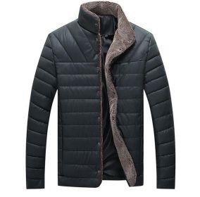 Men's Cotton Coat Winter Jacket (Color: Black, Size: S)