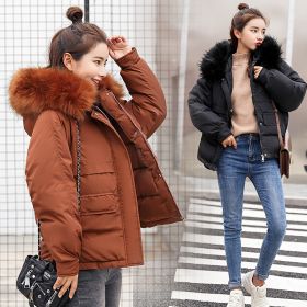 New Arrival Down Jacket Winter Jacket Women Single Full Slim Hair Cotton-padded Clothes Big Jacket Coat (Color: Black, Size: L)