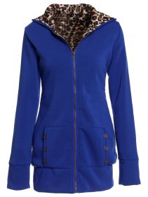 New Hooded Thick Leopard Sweater Plus Cashmere Large Size Jacket Women Clothing (Color: Black, Size: XL)