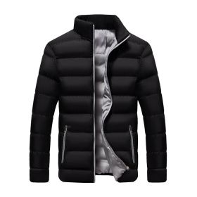 2022 cotton padded clothes men's running distance men's coat new winter stand collar down cotton padded clothes thickene (Color: Black Gray, Size: 3XL)