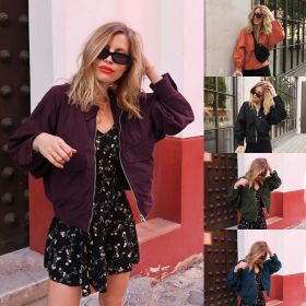 Best Selling New Women's Casual Fashion Jacket Autumn and Winter Long-sleeved Shirt Jacket (Color: Burgundy, Size: XXL)