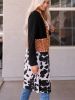 Women's Outwear Loose Cow Pattern Print Patchwork Open Front Jacket