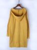 Plus Size Button Front Solid Hoodie Cardigan Coat; Women's Plus Elegant Medium Stretch Longline Coat