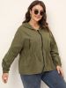 Women's Plus Size Drawstring Waist Zipper Front Hooded Jacket; Spring Fall Long Sleeve Jacket