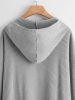 Plus Size Rib Knit Hoodie Pocket Long Sleeve Cardigan; Women's Plus Casual High Stretch Cardigan