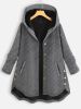 Plus Size Bubble Textured Long Sleeve Hoodie Coat; Women's Plus Button Up Oversized Casual Coat