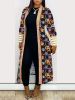 Plus Size Graphic Print Long Sleeve Cardigan; Women's Plus Elegant Slight Stretch Cardigan; Coat