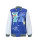 Plus Size Letter & Graphic Patched Long Sleeve Button Down Jacket; Women's Plus Casual Baseball Jacket