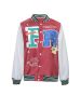 Plus Size Letter & Graphic Patched Long Sleeve Button Down Jacket; Women's Plus Casual Baseball Jacket