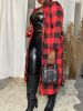 Plus Size Longline Plaid Pattern Coat; Women's Plus Casual Slight Stretch Trench Coat