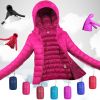 Ultra Light Winter Puffer Jacket Solid Color Hooded Zippers Puffer Coat