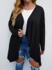 Plus Size Solid Knitted Long Coat; Women's Casual Spring Fall Asymmetric Open Front Coat