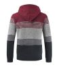 Men's Hooded Sweaters Jacket Heavyweight Full Zip Strips Patchwork Hoodies with Pockets 4 Colors