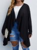 Plus Size Solid Knitted Long Coat; Women's Casual Spring Fall Asymmetric Open Front Coat