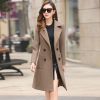 Women Winter Wool Coats Warm Slim Fit Fashion Casual Office Lady Blends Womans Coat Jacket Khaki Plus Size New